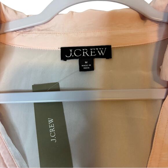 J.Crew Bungalow Popover Blouse M Pink Crepe de Chine V-Neck NWOT - Picture 4 of 7